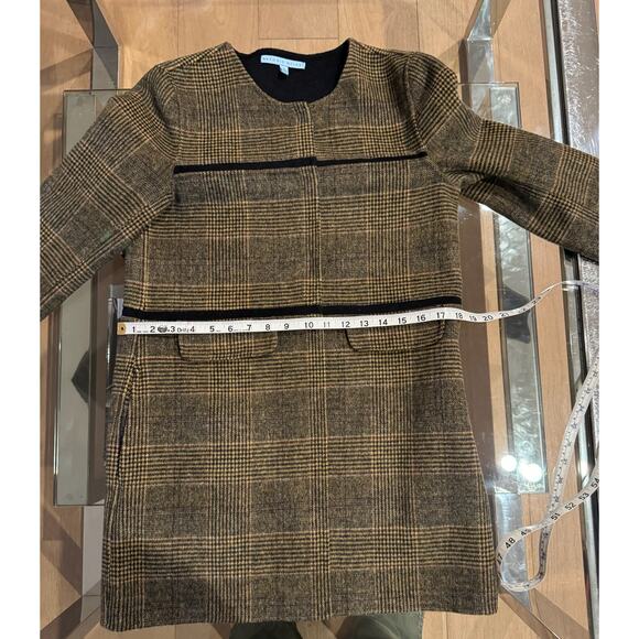 Antonio Melani Coat Sz 0 Plaid Longline Brown Black Check Wool Blend Jacket - Picture 7 of 9